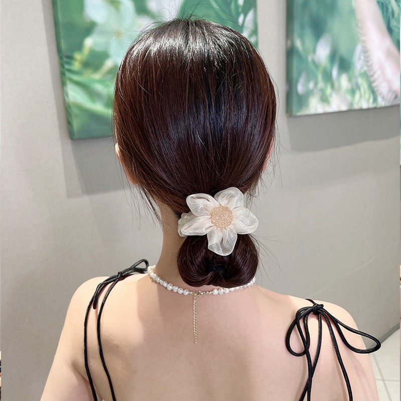 Dây Cột Tóc Vải Lưới Hình Hoa Hướng Dương Sang Trọng