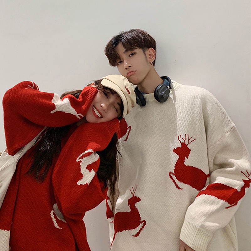 【Keroro】Áo len dài tay in hình chú tuần lộc nam nữm ặc đều xinhh