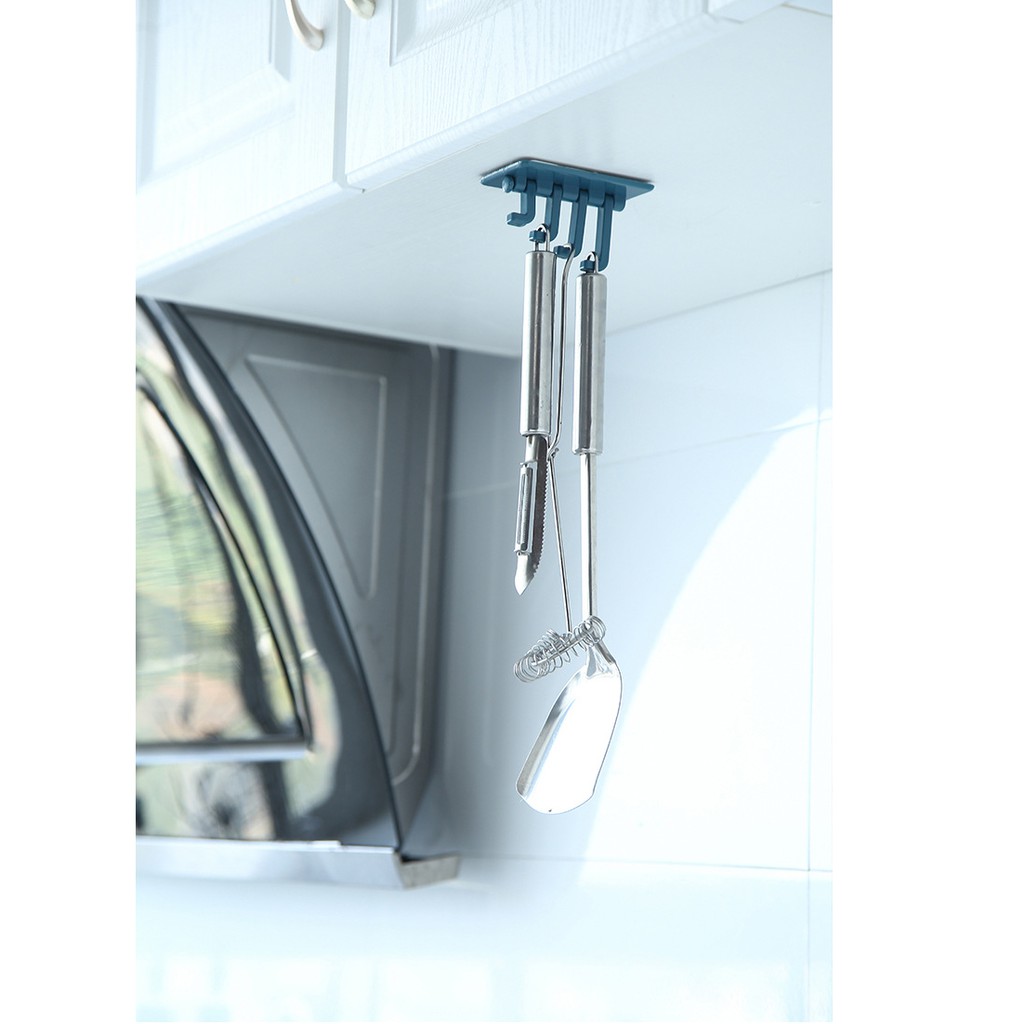 Móc treo đồ dán tường 4 nhánh xoay tiện lợi