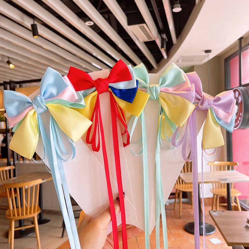 Kẹp Tóc Nơ Ruy Băng Màu Sắc Dễ Thương Cho Bé Gái AKKU