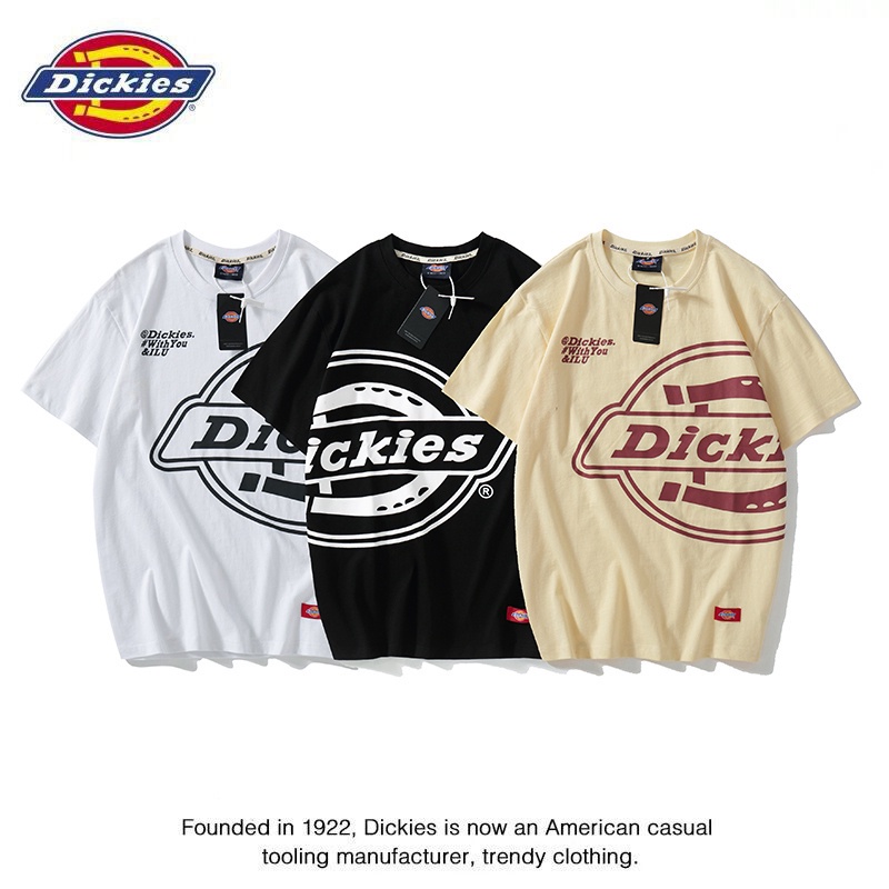 Áo thun Cotton tay ngắn In chữ Dickies cổ điển thời trang cho nam và nữ