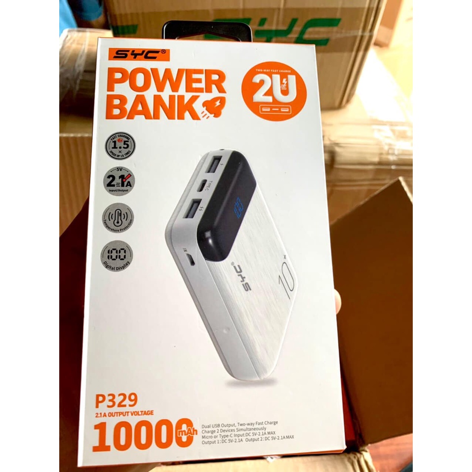 10000mAh_có đèn led báo % Pin, có sẵn cổng kết nối cho Android, IPhone