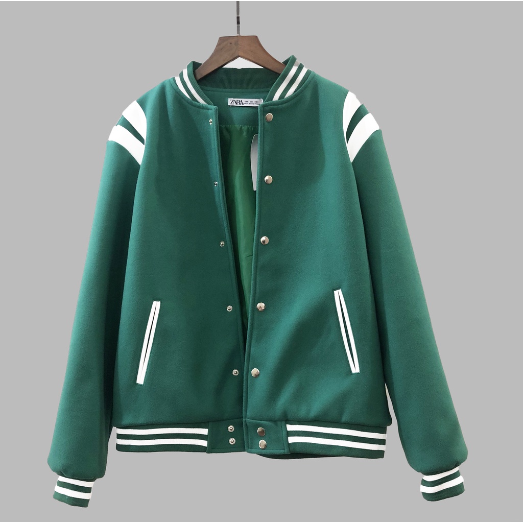 Áo khoác nam nữ, bomber Teddy XANH NGỌC.