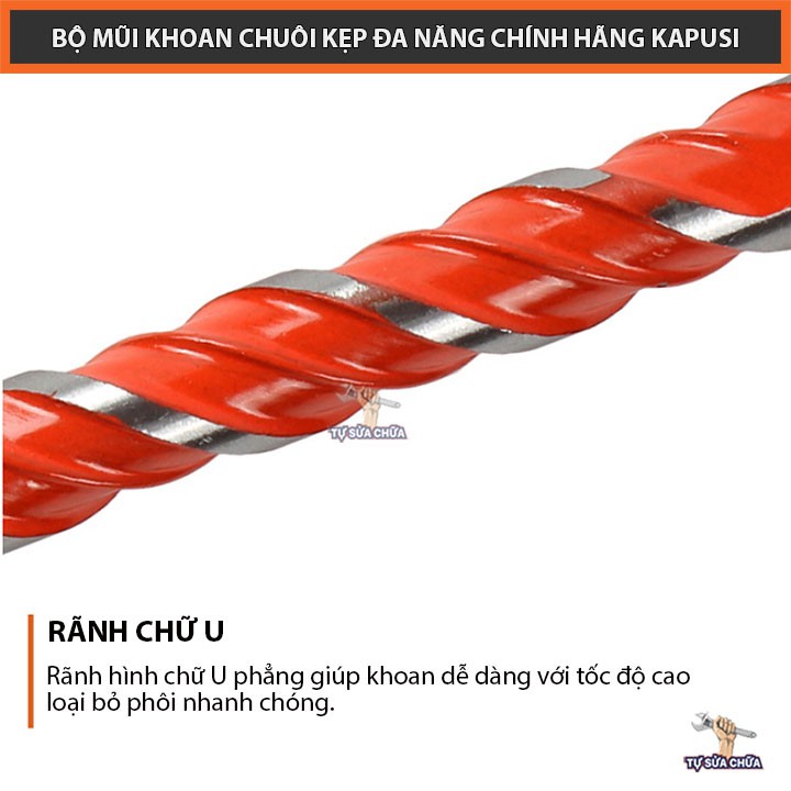 Mũi khoan đa năng chuôi gài chính hãng KAPUSI 6-8-10-12mm loại mới, khoan được trên nhiều chất liệu