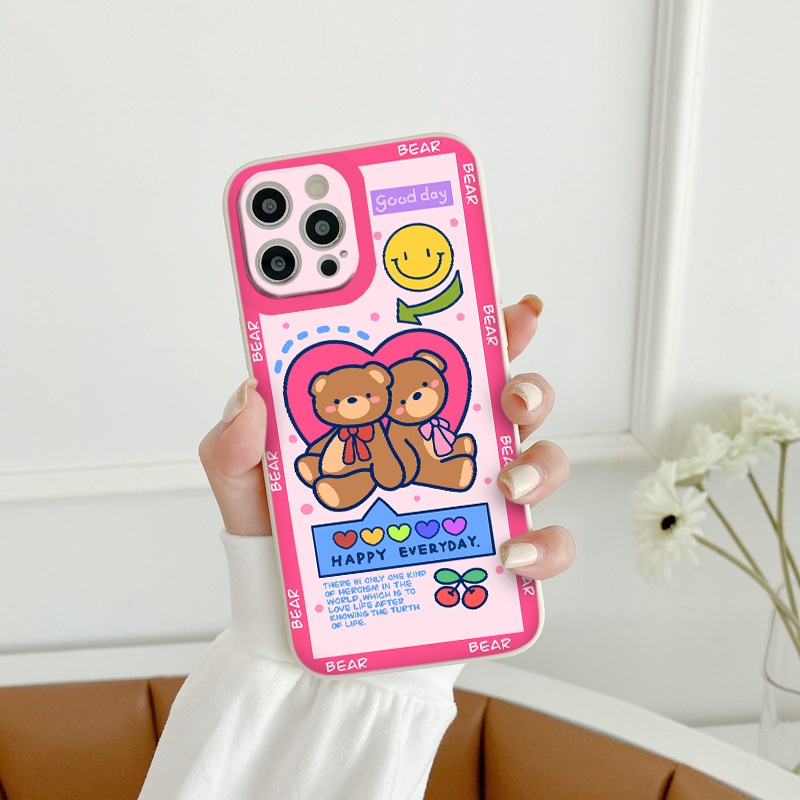 Ốp iphone vuông viền màu bảo vệ cam happy everyday ốp iphone 6s plus /7plus/8/8plus/x/xr/xs/11/12/13/pro/max/plus/promax