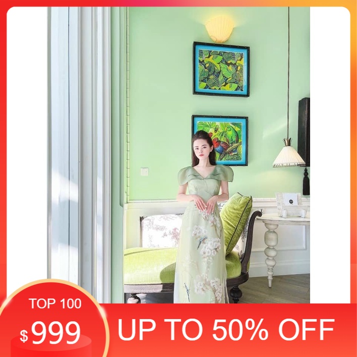 Áo Dài Cách Tân Nữ Thiết Kế Cao Cấp Màu Xanh Đi Tiệc Đám Cưới Áo Dài Chuẩn Phom Cam kết Chất Lượng