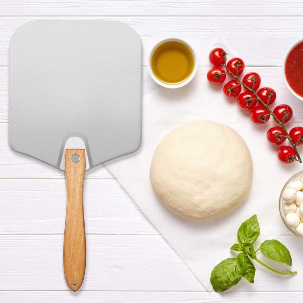 Xẻng Xúc Bánh Pizza Bằng Kim Loại Tay Cầm Gỗ Gấp Gọn Tiện Lợi