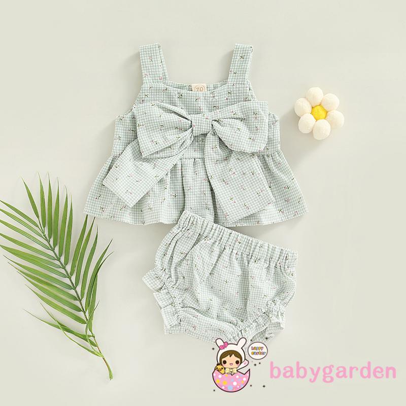 Set Đồ 2 Món Gồm Áo Hai Dây Và Quần Ngắn Thắt Nơ In Họa Tiết Hoa Dành Cho Bé Gái 0-18 Tháng