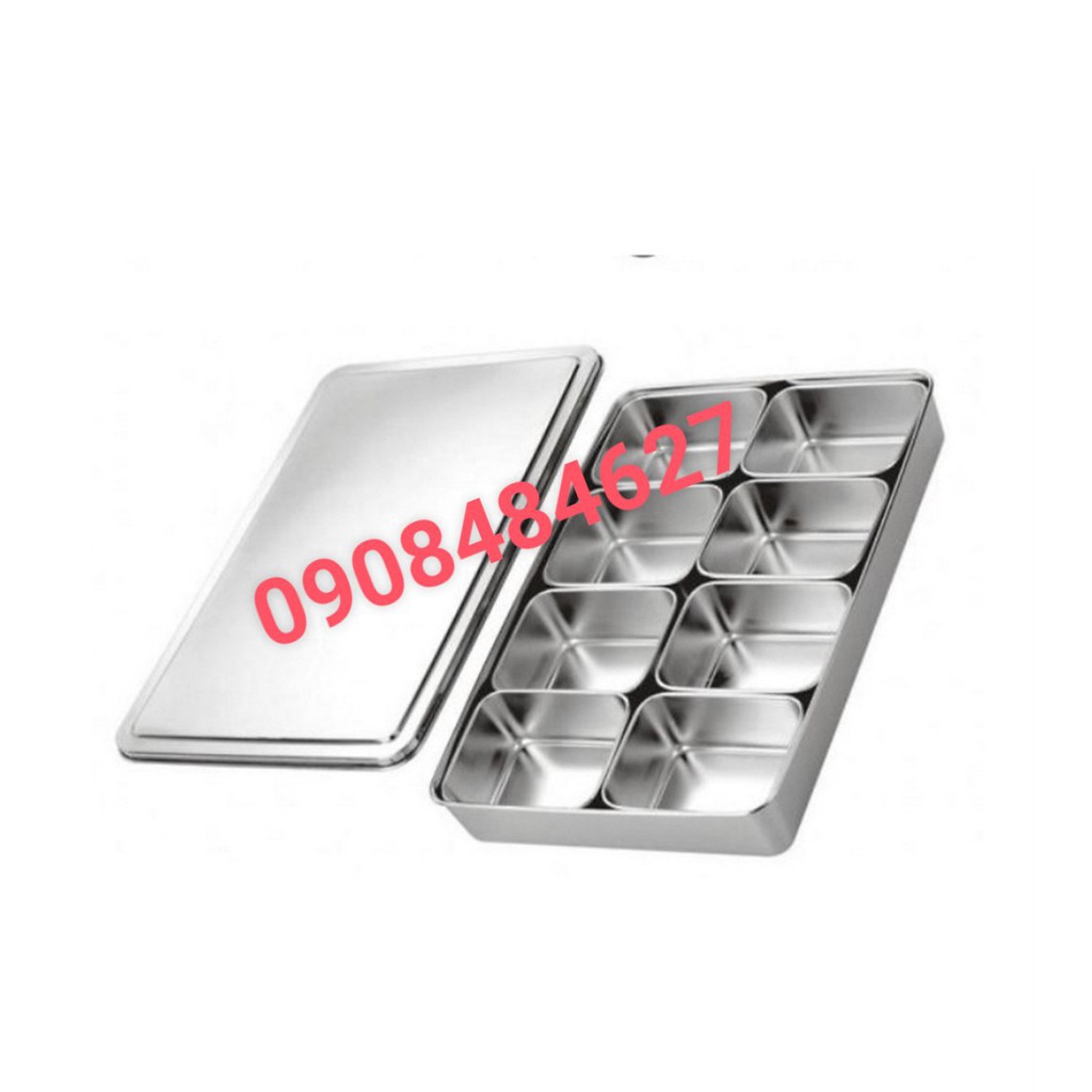 Khay Gia Vị Inox Có Nắp 4 Ngăn/ 6 Ngăn/ 8 Ngăn