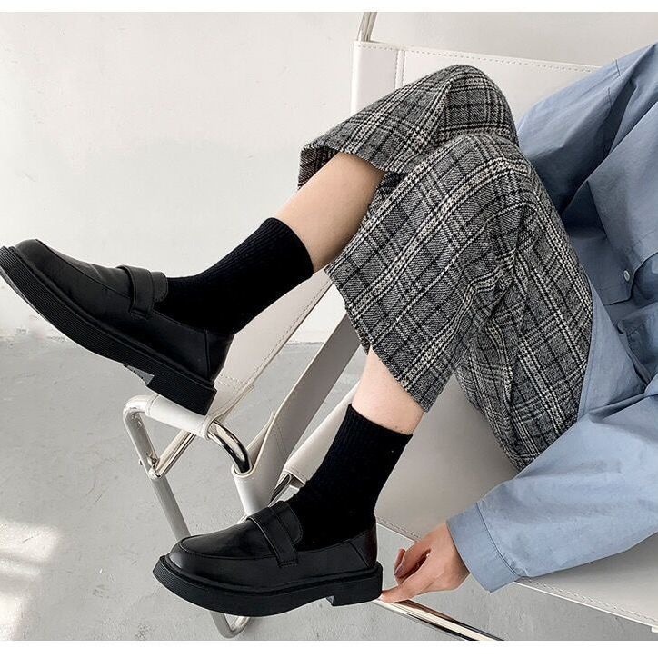 Giày Lười Da Đế Bằng Phong Cách Thời Trang Anh Quốc 2 Dành Cho Nữ