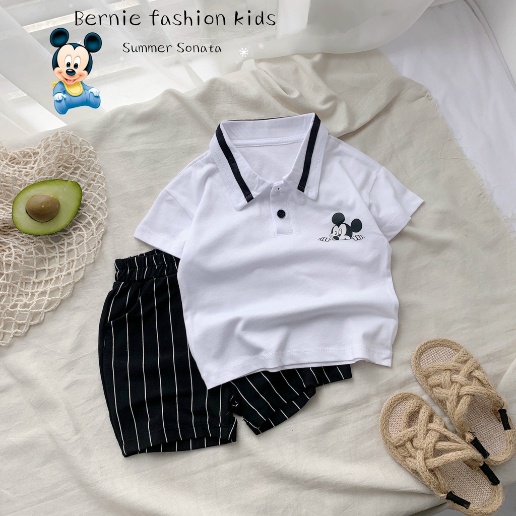 _Bộ Cotton PoLo Micky Soái ca cho bé trai 9 đến 22kg