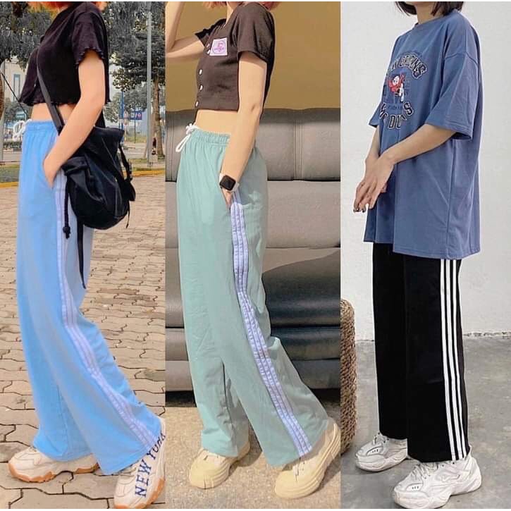 Quần Thể Thao Basic 3 Sọc Ống Rộng Unisex Hottrend Thể Thao Năng Động