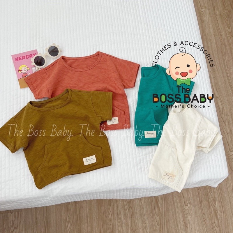 Áo phông cộc tay hè SA44  cotton basic phối túi xuất Hàn The Boss Baby