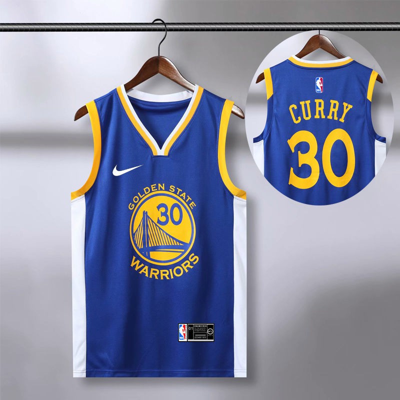 ﹊❧Bộ đồng phục bóng rổ NBa Warriors Curry số 30 màu xanh lam và áo thi đấu trắng nam nữ tùy chỉnh đội tuyển