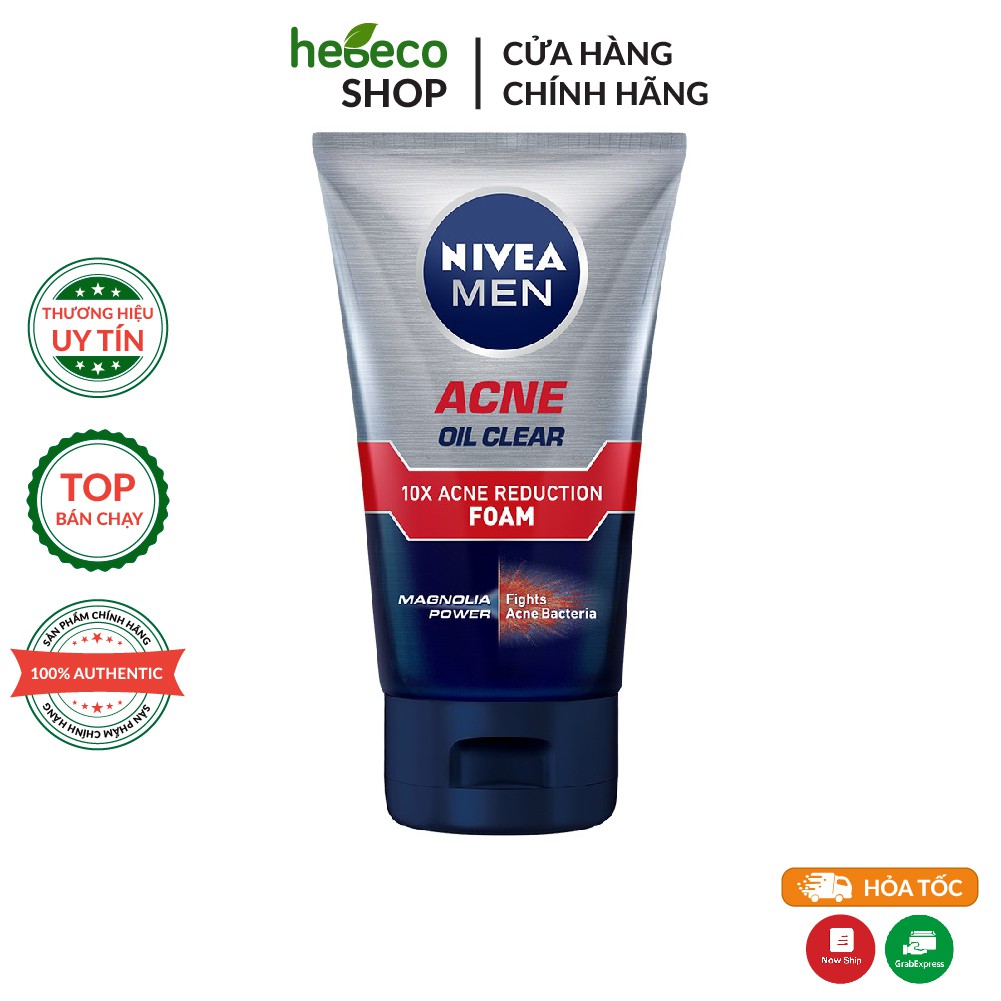 Sữa rửa mặt Nivea Men Acne Oil Clear giúp ngăn ngừa mụn (100g) - hàng Chính Hãng