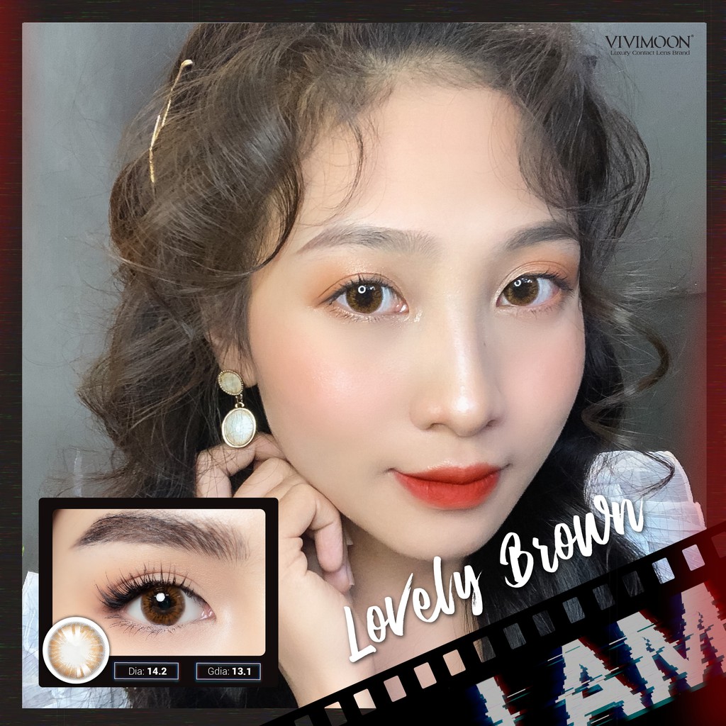 Kính áp tròng VIVIMOON LENS cận màu nâu cho mắt thở Lovely Brown
