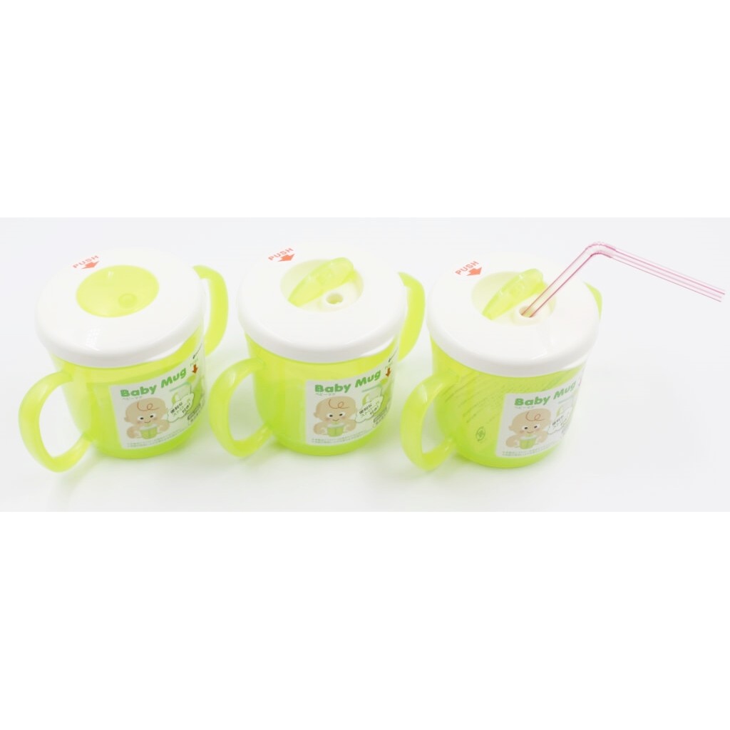 Combo Set 150 ống hút nước và Cốc tập uống có tay cầm 210ml Inomata - Made in Japan - KBN 111818 / 392359