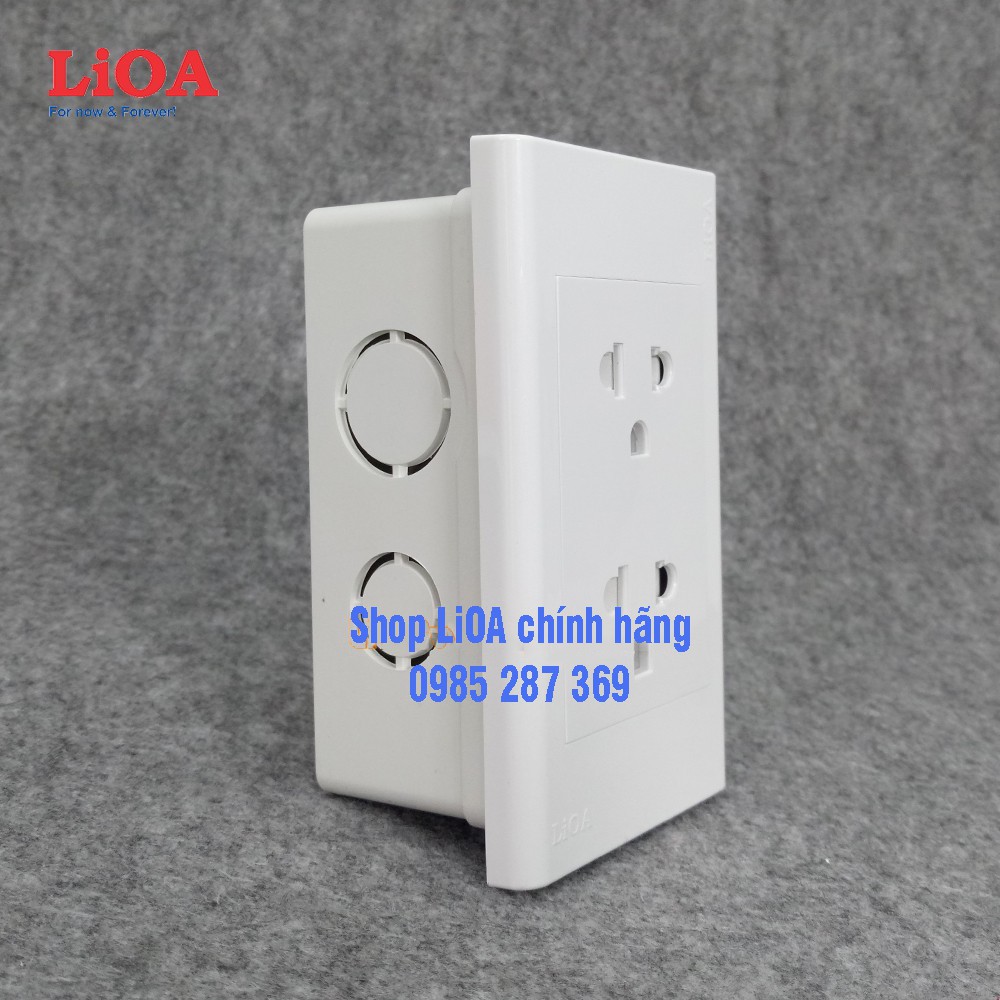 Combo ổ cắm điện đôi 3 chấu LiOA 16A 3520W - Lắp âm tường