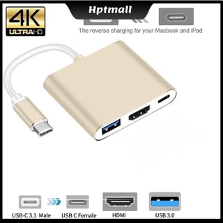 Cáp chia cổng chuyển đổi từ phích cắm USB type C sang ổ cắm HDMI 4K USB-C 3.0 và 3.1 cho Retina
