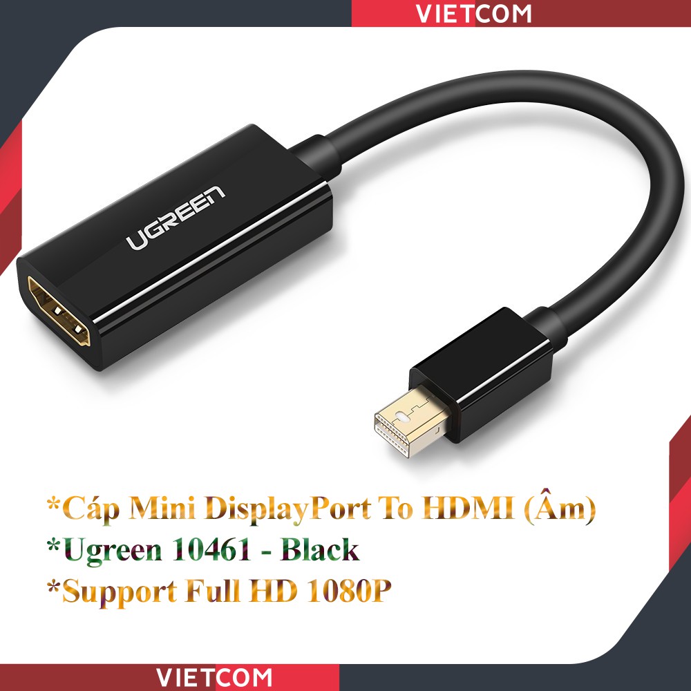 Cáp Mini DisplayPort To HDMI (Âm) Chính Hãng Ugreen - Mã 10461 Hỗ Trợ 1080P - Bảo hành 18 tháng