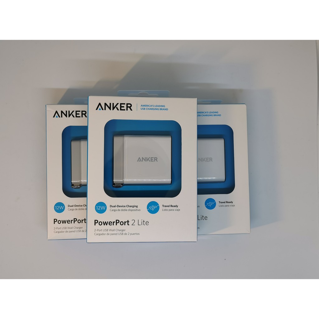 Sạc Anker 2 Cổng, 12w - [PowerPort 2 Lite, 2 x IQ port] - A2129 Bảo hành 18T chính hãng