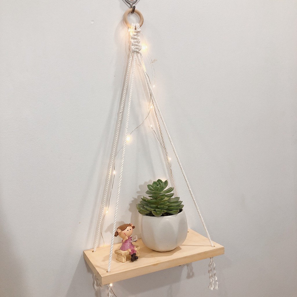 FREESHIP K6 Kệ gỗ treo tết dây macrame trang trí nội thất decor phòng