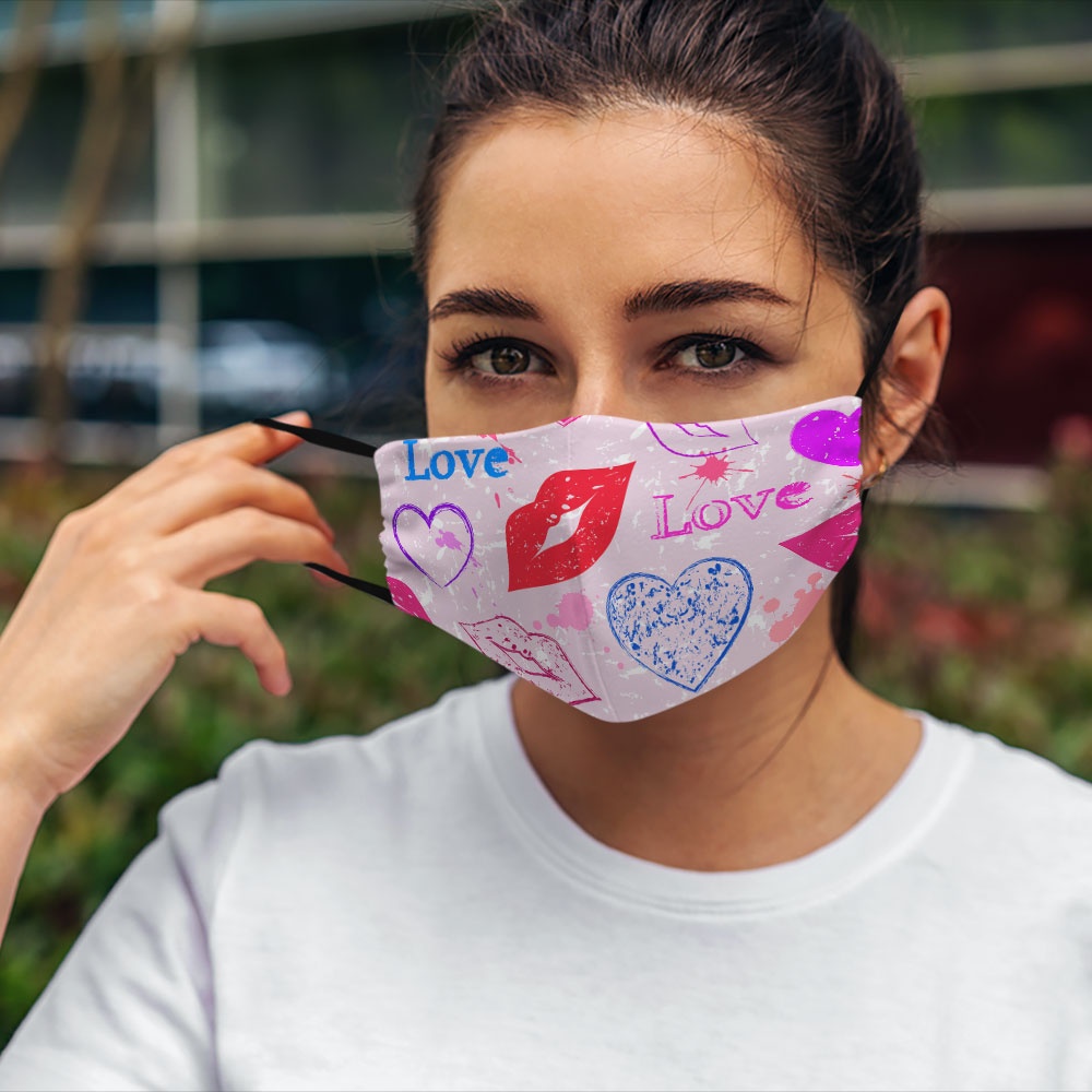 Khẩu trang vải eco mask HEARTS_1682 CARTWELL vải poly cotton 100% ngăn bụi kháng khuẩn 2021 bảo vệ toàn diện