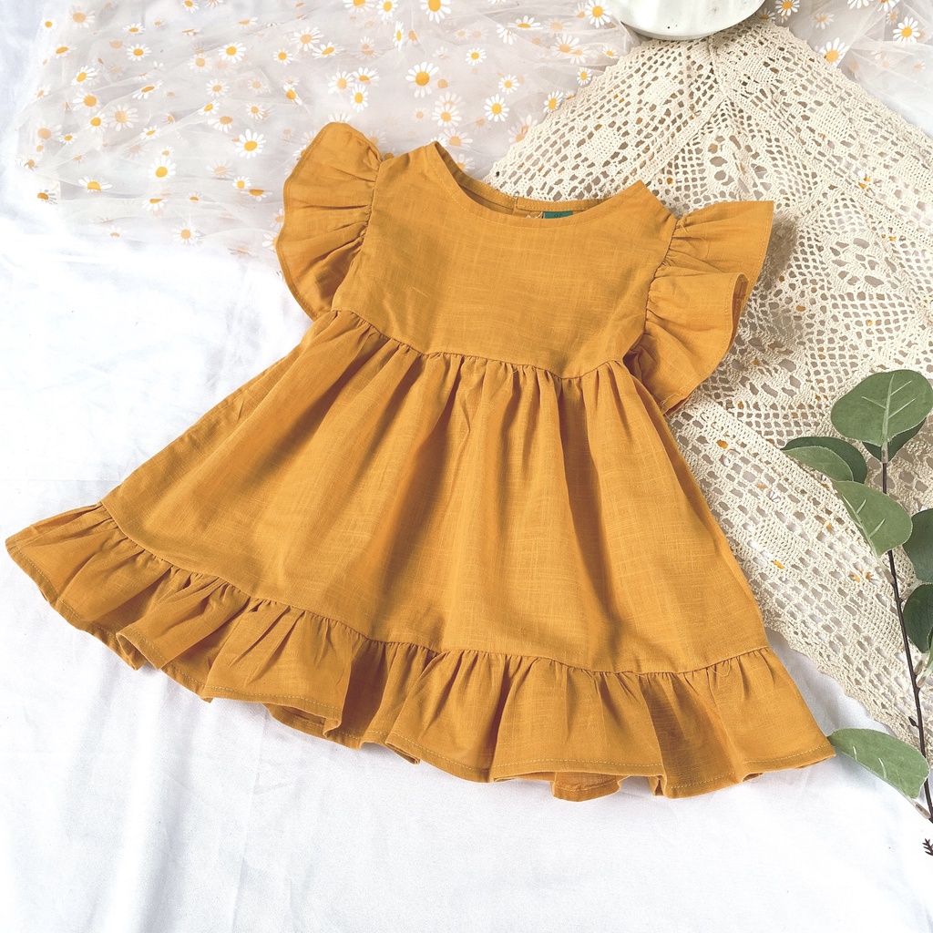 Váy bé gái tay bồng Dewkids, Váy tết bé gái vải mềm mịn cao cấp
