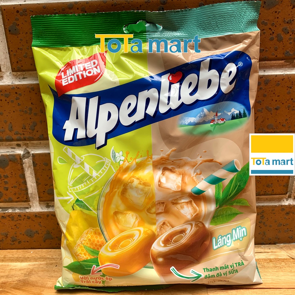Kẹo Alpenliebe GÓI LỚN xoài ổi muối ớt, hồng trà sữa, bạc hà socola, dâu kem, sữa caramen, đường đen, dâu nho 2chew...