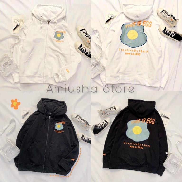 ÁO KHOÁC HOODIE NỈ NGOẠI This is Egg (Hình Trứng Ốp La - Kèm Ảnh Thật)