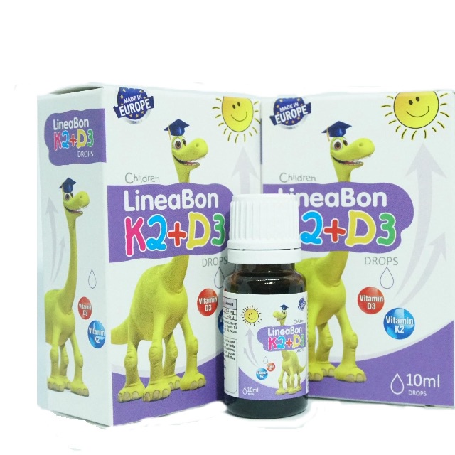 2 hộp vitamin K2 D3 Lineabon Giúp Hỗ trợ hấp thu canxi, tăng chiều cao cho bé 10ml, hàng chính hãng, có tem tích điểm