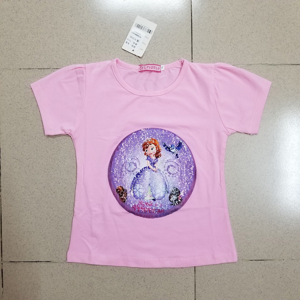 Áo thun cotton kim sa vuốt đổi công chúa sofia thành elsa