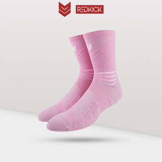 Tất thể thao R02 Redikick Hồng chống trượt thoáng khí có đệm chuyên dụng bóng rổ bóng đá chuyên nghiệp cao cổ nam nữ