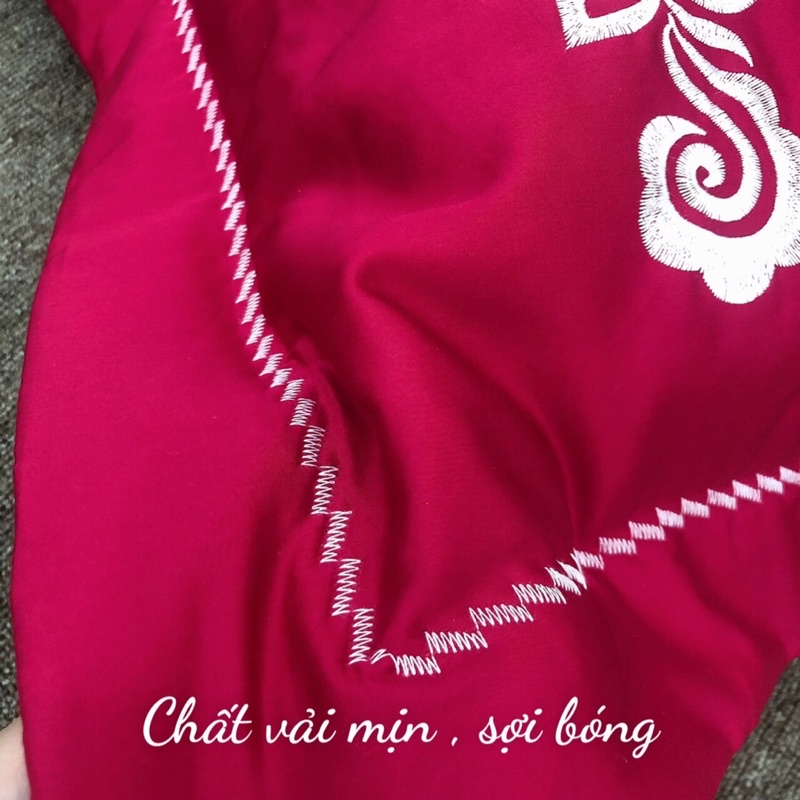 Vỏ Gối Nằm Satin Cotton Lụa Thêu Hoa Có Lót Bông Cao Cấp Siêu Mịn Mát Size 45x65