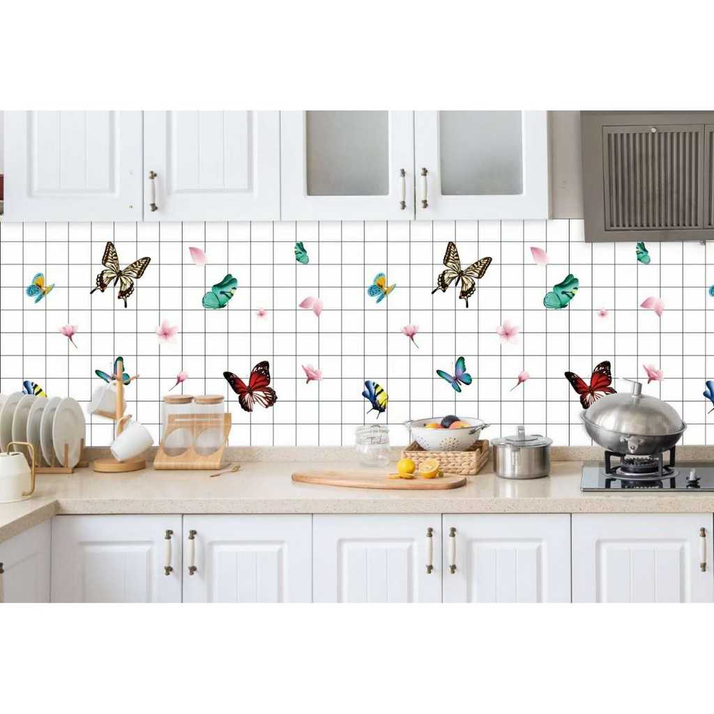 1m dài decal dán bếp tráng nhôm cách nhiệt 60cm cao tự chọn QZ123