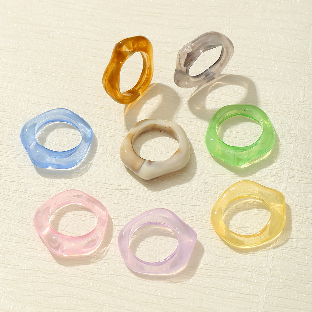 IF ME Bộ nhẫn   bằng nhựa trong suốt họa tiết trái cây dễ thương cho nữ