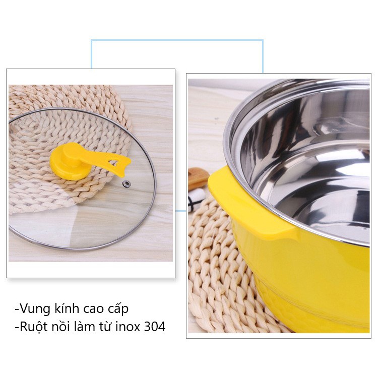 [size TO]nồi lẩu mini nấu mì - nồi lẩu đa năng vung kính