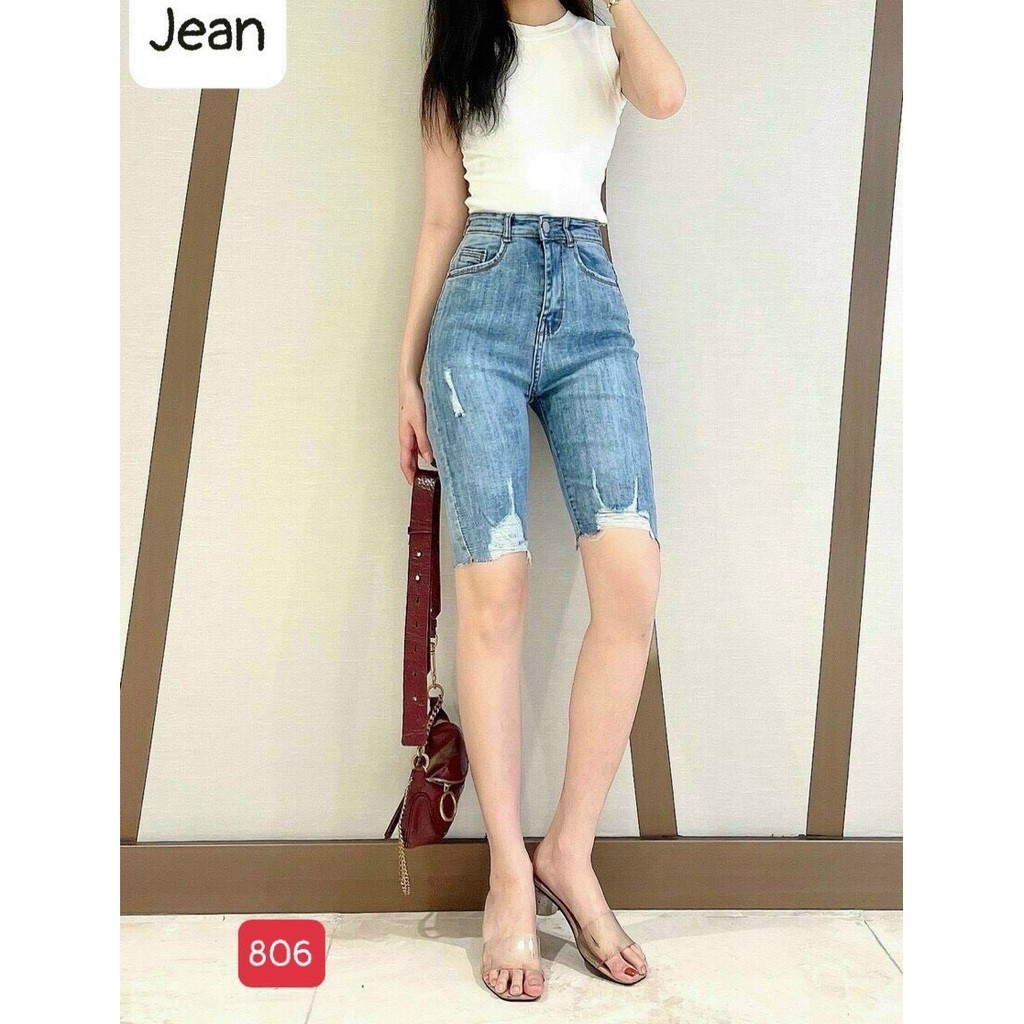 Quần lửng nữ cá tính julido store, quần short jean nữ màu xanh bó chân phong cách HÀN QUỐC 2021 JN806