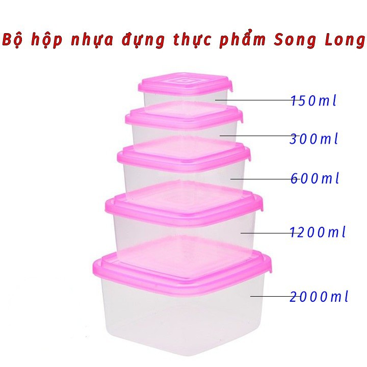 Bộ 5 hộp đựng thực phẩm Song Long 2812