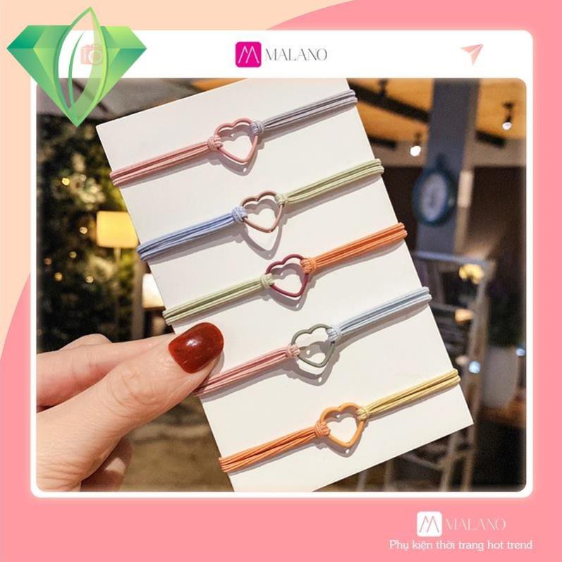 Dây Buộc Tóc SOLANO Dây Cột Tóc Hàn Quốc Co Giãn Nhiều Màu Hình Trái Tim Xinh Xắn Cho Nữ FA-001287