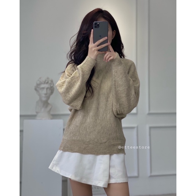 Áo len nữ cổ 3p ET.TEE co giãn đủ size màu xám be nâu HM A1896