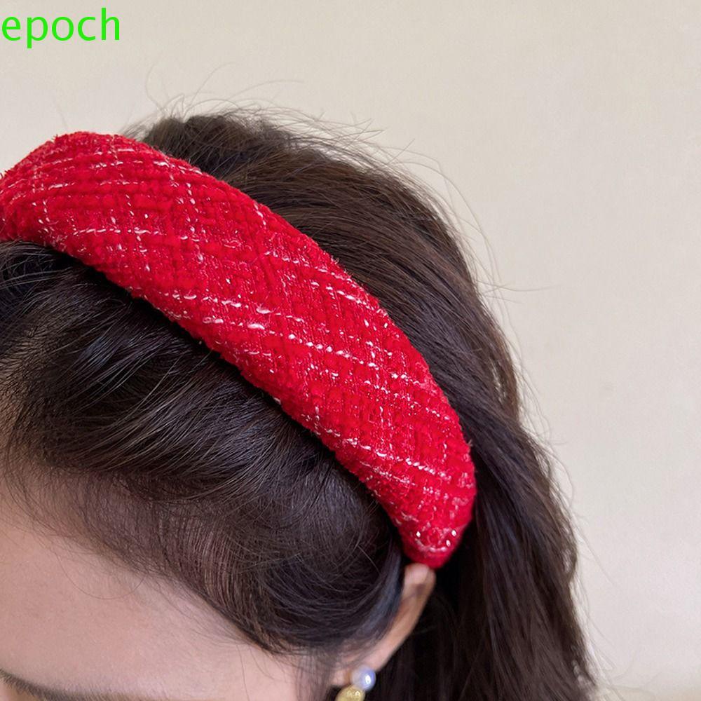 Epoch Băng Đô Cài Tóc Dệt Kim Màu Đỏ Ngọt Ngào Chống Trượt Cho Cô Dâu