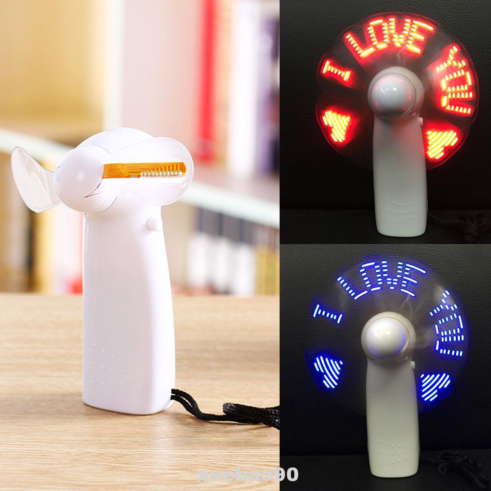 Quạt Mini Cầm Tay Bằng Abs Có Đèn Led Nhấp Nháy Tiếng Ồn Thấp Chạy Bằng Pin