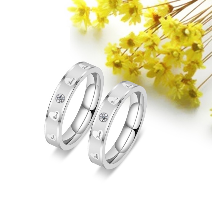 1 CHIẾC NHẪN INOX THỜI TRANG TÌNH NHÂN CHỮ LOVE ĐẸP (Mua 2 chiếc tặng kèm hộp)- QC20