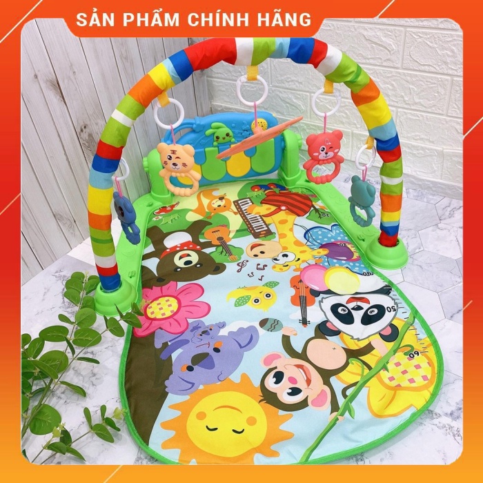Thảm nhạc cho bé sơ sinh nằm chơi Piano Gym Khỉ Voi Hươu đồ chơi cho bé vận động 4 giác quan thông minh
