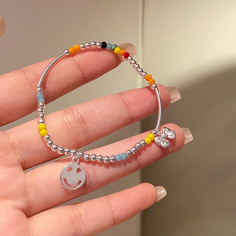 Vòng Đeo Tay Co Giãn Xỏ Hạt Màu Cầu Vồng Phong Cách Bohemian Dành Cho Nữ