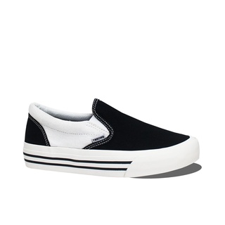 Giày bata thời trang năng động cho nữ | slip on cream - sọc đen