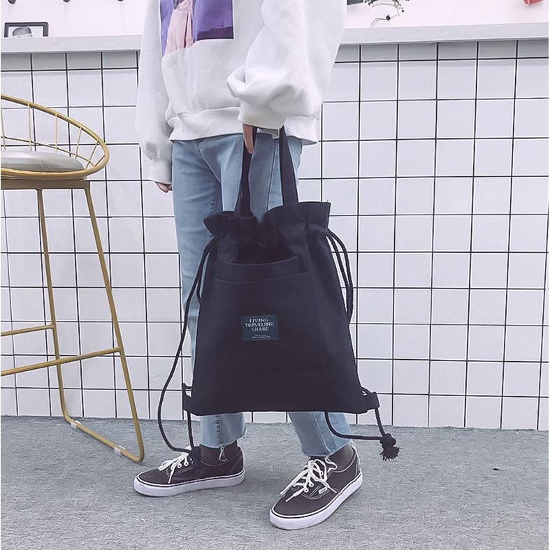 Túi tote bag đeo vai vải canvas nữ CHEN dây rút dùng đi chơi đi học giá rẻ đẹp TX35