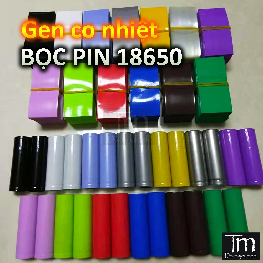 20 Miếng Gen Co Nhiệt Bọc Pin 18650 Đủ Các Màu