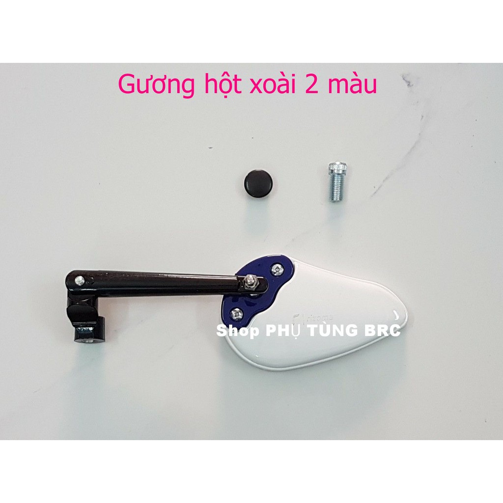 Gương chiếu hậu hột xoài 2 màu ( SL: 1 cái gương ren thuận 10 li gắn bên trái).